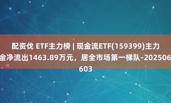 配资伐 ETF主力榜 | 现金流ETF(159399)主力资金净流出1463.89万元，居全市场第一梯队-20250603
